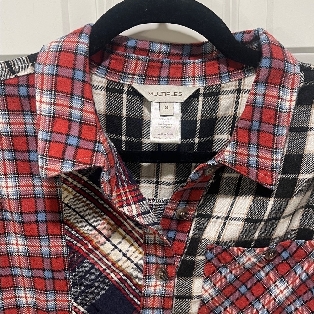 MULTIPLES mixed plaid flannel patchwork multi pri… - image 3